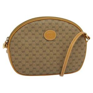 GUCCI Micro GG Supreme Shoulder Bag PVC Brown Gold